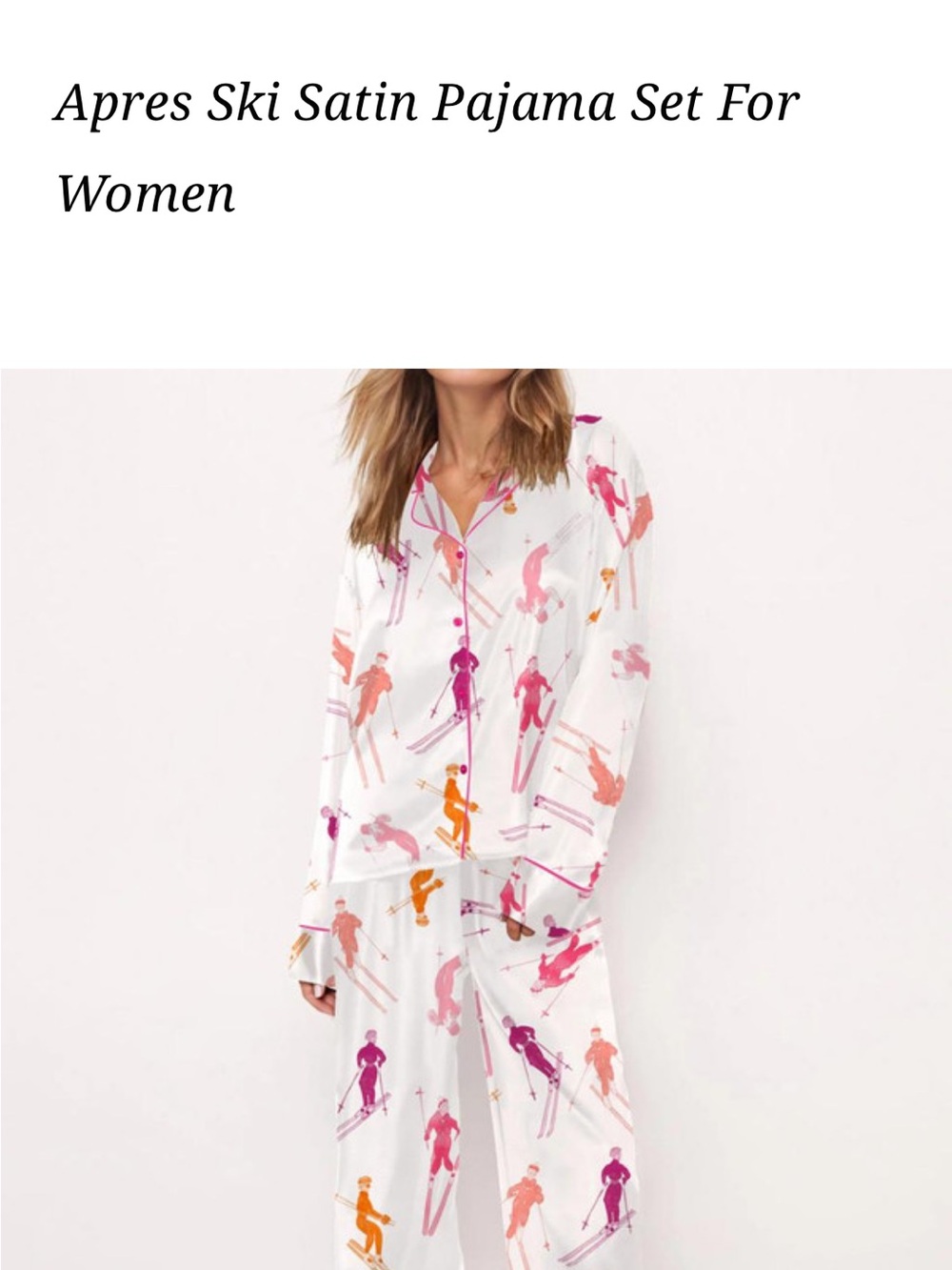 Apres Ski Satin Pajama Set - SHESHOW - Ski pattern
